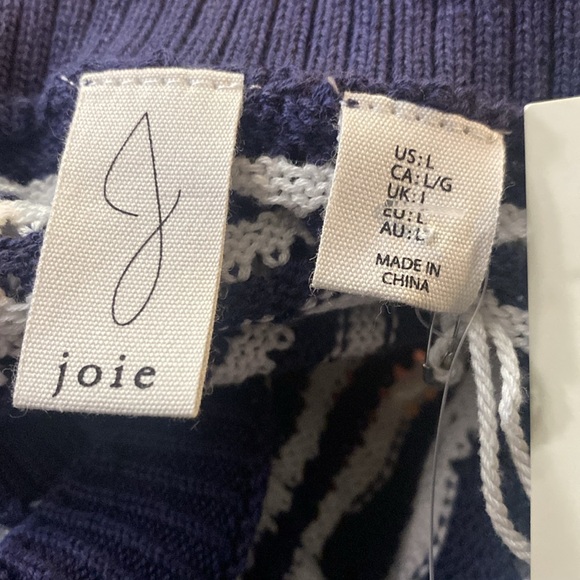 JOIE Striped Knit Crochet Sleeveless Long Dress Navy Blue & White Large NWT - Picture 7 of 11